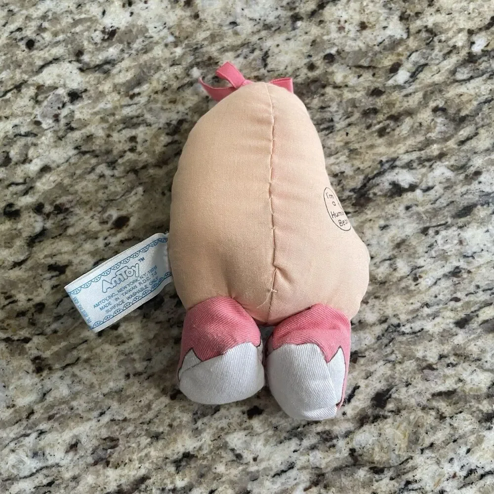 Vintage Human Beans 1980 Plush Pink Bow & Shoes It Isn't Easy Being A Human Bean